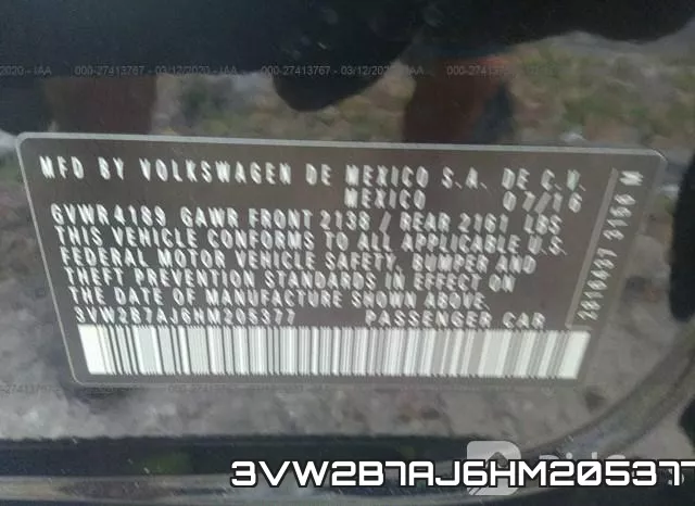 3VW2B7AJ6HM205377 фото 7