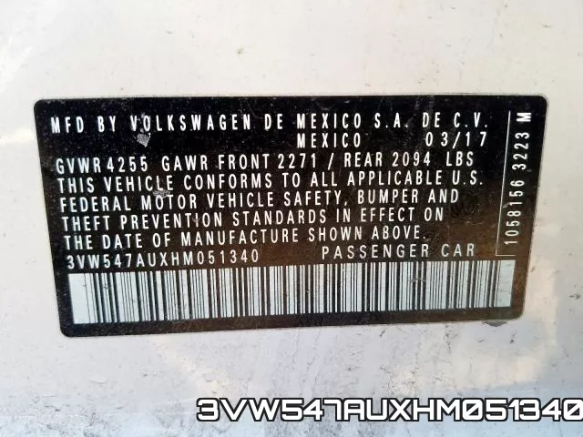 3VW547AUXHM051340 фото 2