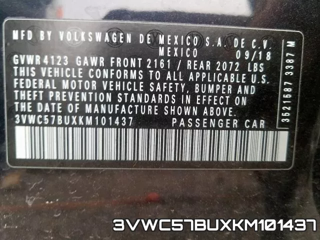 3VWC57BUXKM101437 фото 2