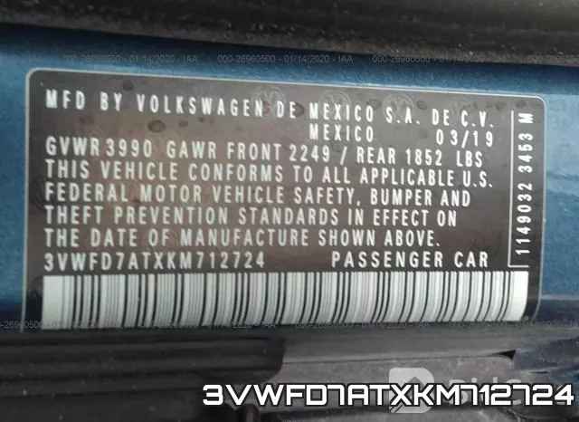 3VWFD7ATXKM712724 фото 9