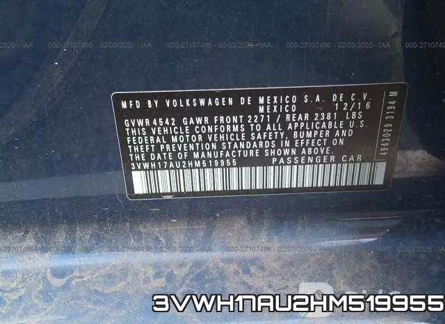 3VWH17AU2HM519955 фото 7