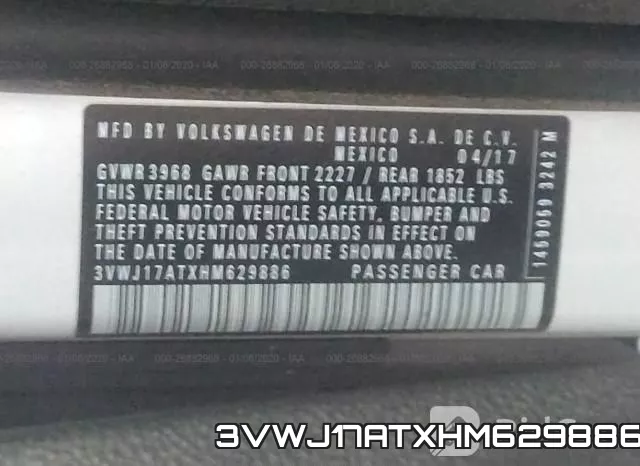 3VWJ17ATXHM629886 фото 5