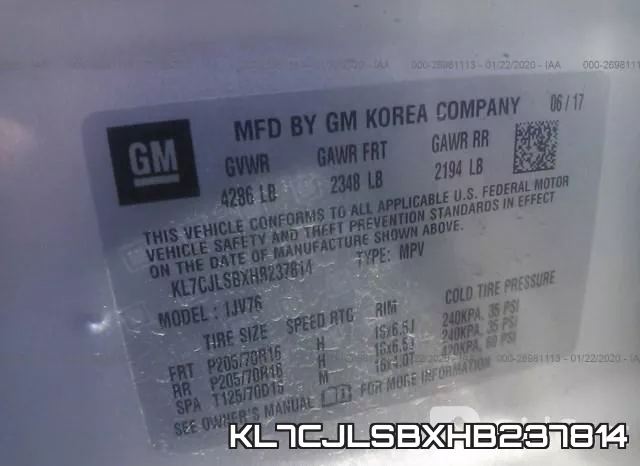 KL7CJLSBXHB237814 фото 10