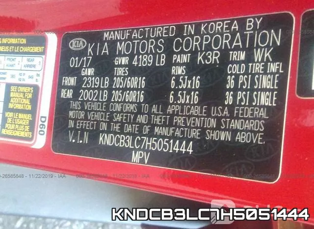 KNDCB3LC7H5051444 фото 7