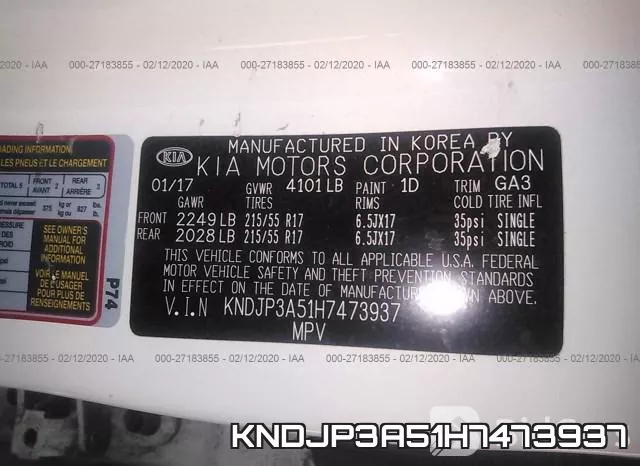 KNDJP3A51H7473937 фото 7