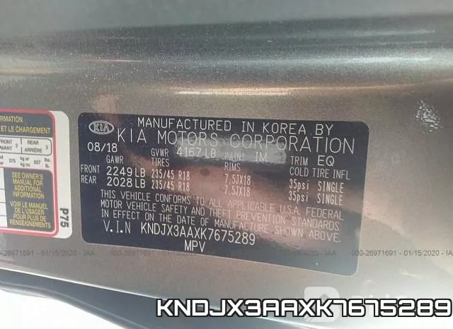 KNDJX3AAXK7675289 фото 5