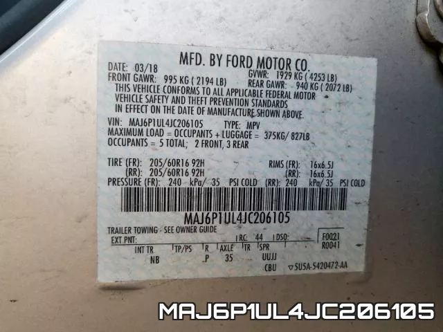 MAJ6P1UL4JC206105 фото 2