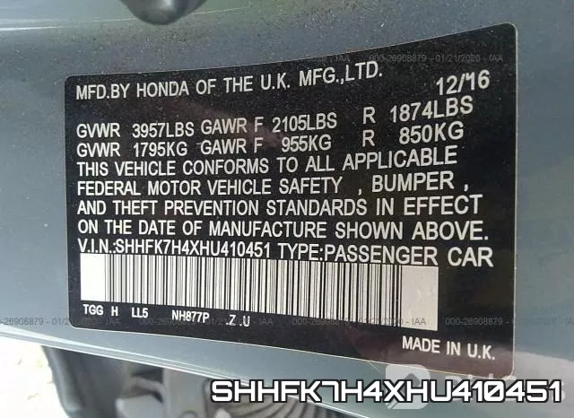 SHHFK7H4XHU410451 фото 10