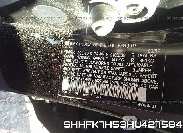 SHHFK7H53HU427584 фото 7