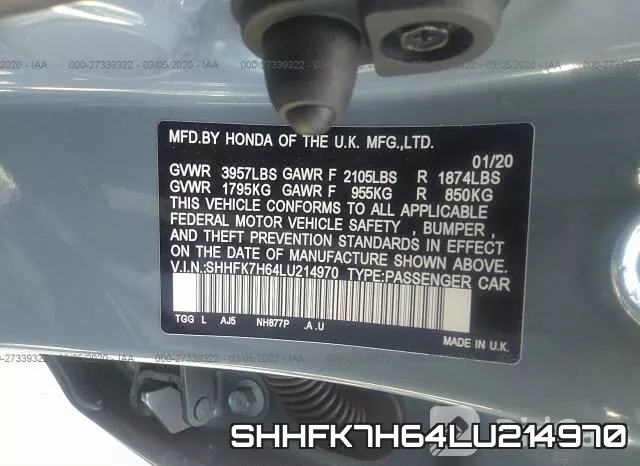 SHHFK7H64LU214970 фото 7