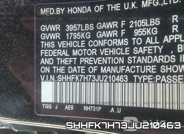 SHHFK7H73JU210463 фото 10