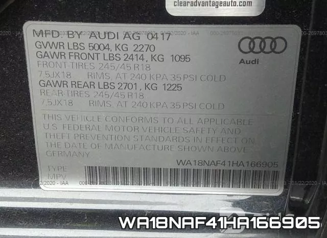 WA18NAF41HA166905 фото 8