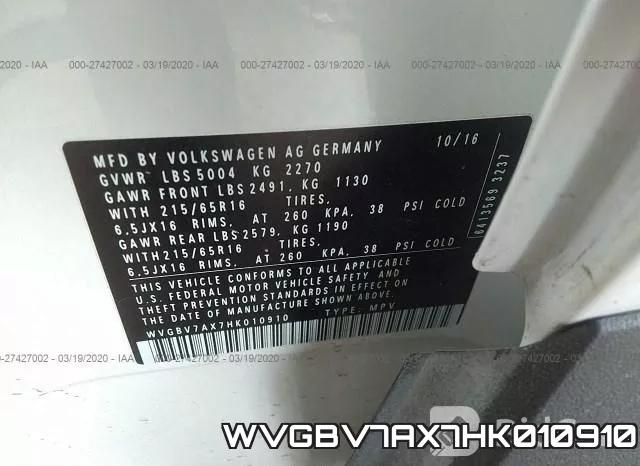 WVGBV7AX7HK010910 фото 8