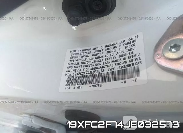 19XFC2F74JE032573 фото 8