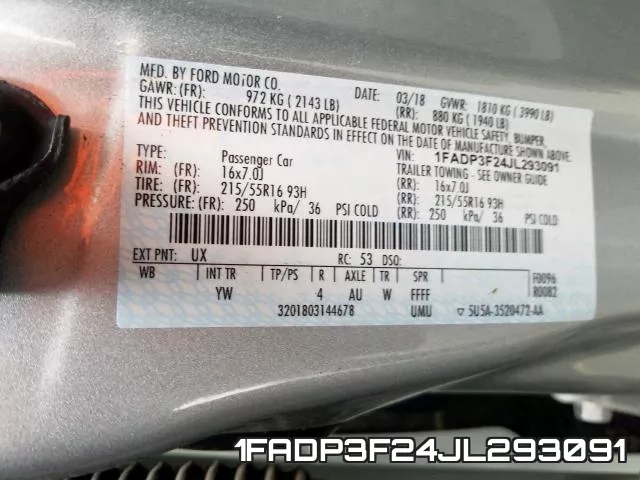 1FADP3F24JL293091 фото 2