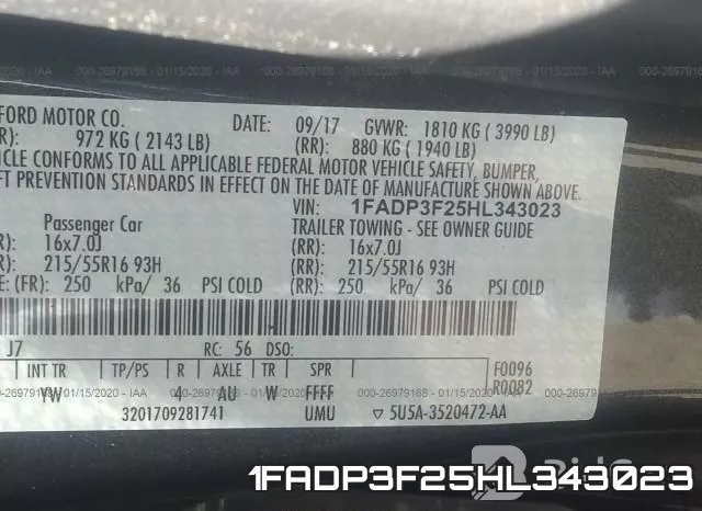 1FADP3F25HL343023 фото 7
