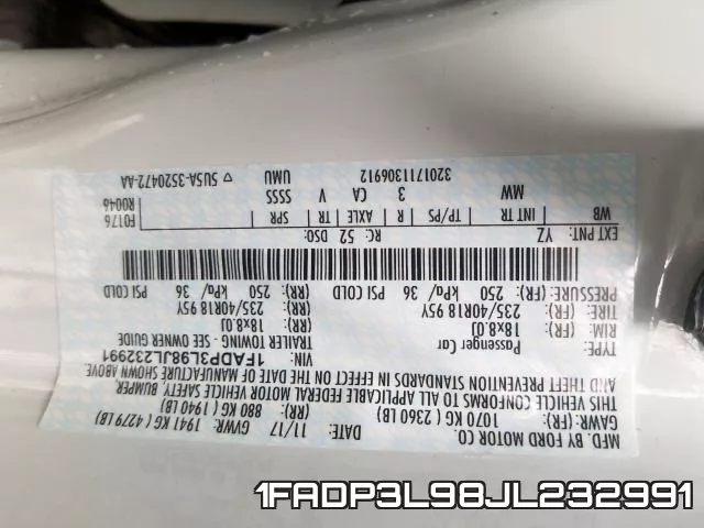 1FADP3L98JL232991 фото 2