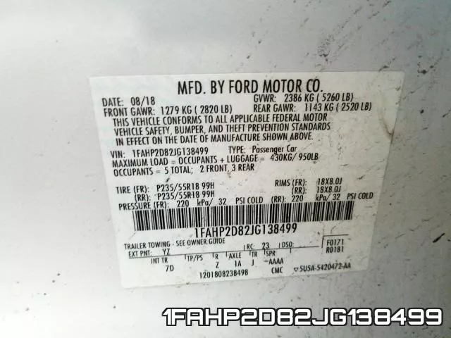 1FAHP2D82JG138499 фото 2