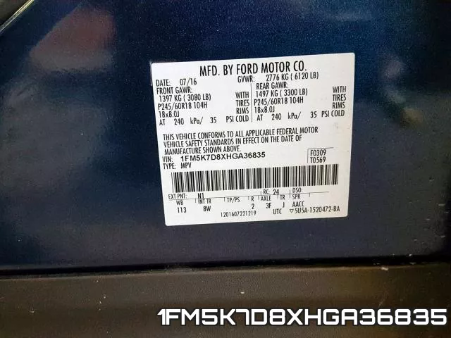 1FM5K7D8XHGA36835 фото 2