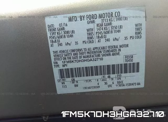 1FM5K7DH3HGA32710 фото 8