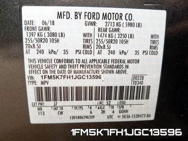 1FM5K7FH1JGC13596 фото 2