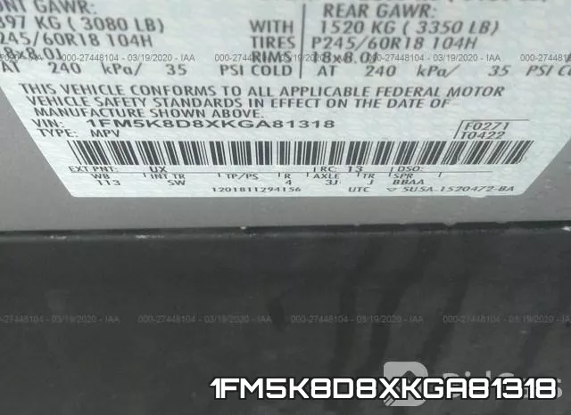 1FM5K8D8XKGA81318 фото 8