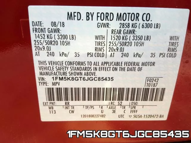 1FM5K8GT6JGC85435 фото 2