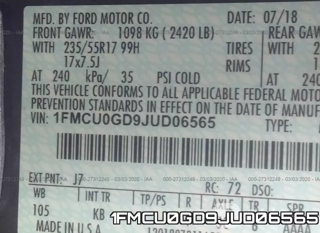 1FMCU0GD9JUD06565 фото 9