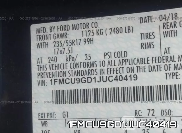 1FMCU9GD1JUC40419 фото 6