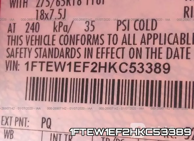 1FTEW1EF2HKC53389 фото 7