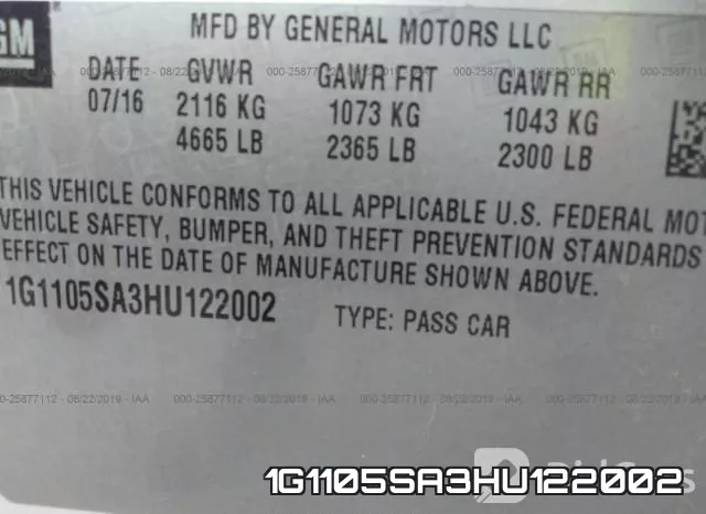 1G1105SA3HU122002 фото 6