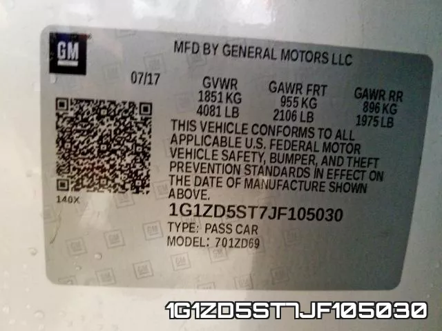 1G1ZD5ST7JF105030 фото 2