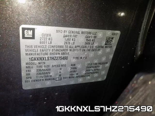 1GKKNXLS7HZ275490 фото 2