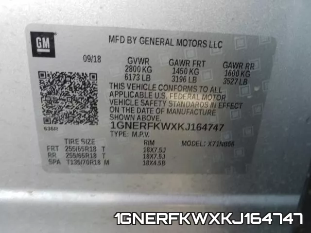 1GNERFKWXKJ164747 фото 2