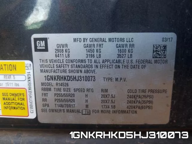 1GNKRHKD5HJ310073 фото 2