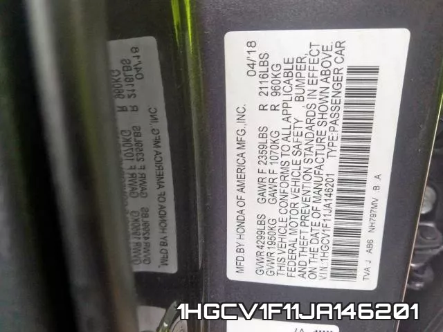 1HGCV1F11JA146201 фото 2