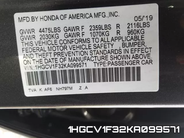 1HGCV1F32KA099571 фото 2