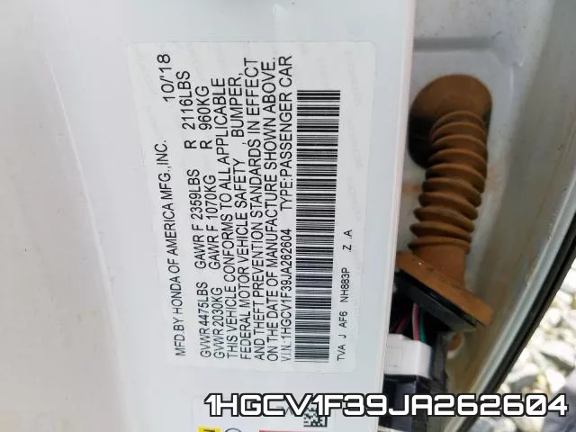 1HGCV1F39JA262604 фото 2
