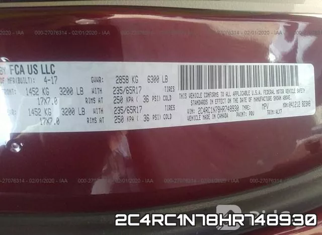 2C4RC1N78HR748930 фото 6