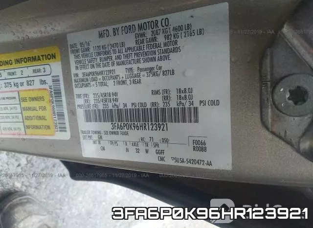 3FA6P0K96HR123921 фото 5