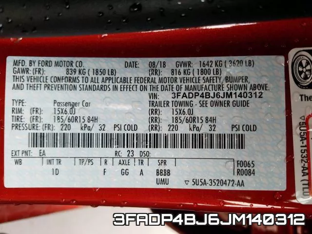 3FADP4BJ6JM140312 фото 2