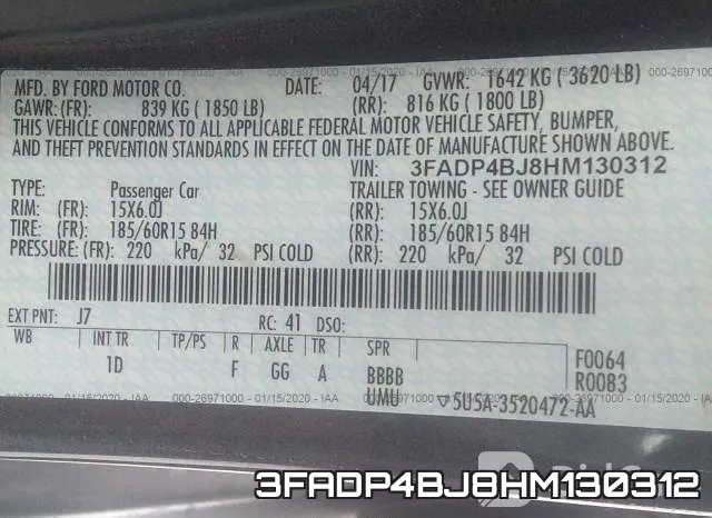 3FADP4BJ8HM130312 фото 8