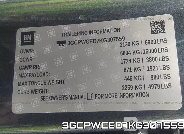 3GCPWCED7KG307559 фото 6