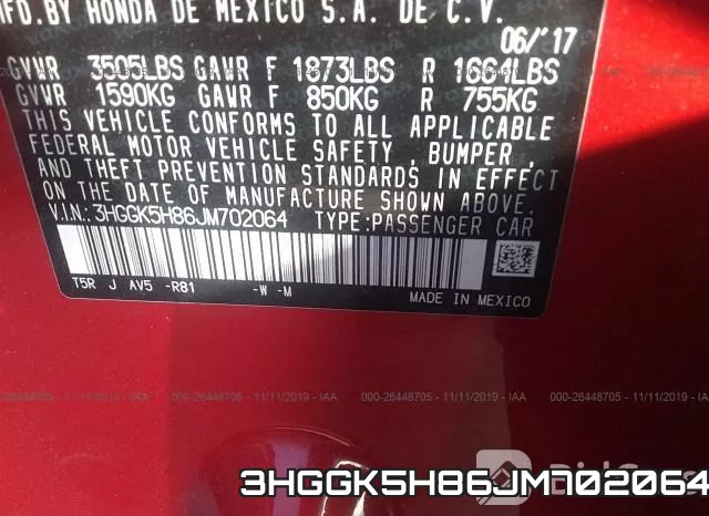 3HGGK5H86JM702064 фото 6
