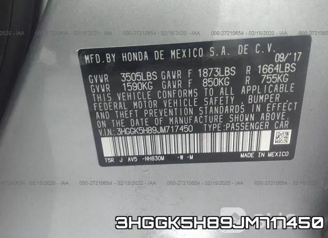 3HGGK5H89JM717450 фото 9