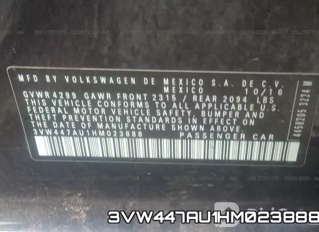 3VW447AU1HM023888 фото 7