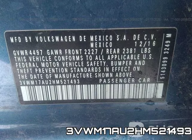 3VWM17AU2HM521493 фото 8