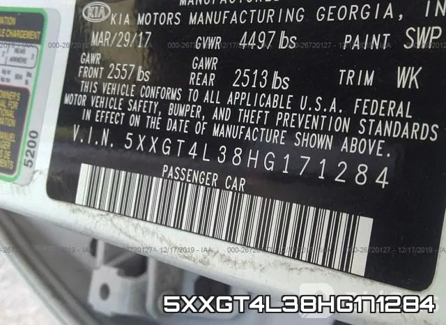5XXGT4L38HG171284 фото 7