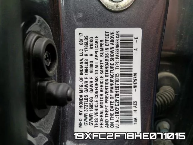 19XFC2F78HE071015 фото 2