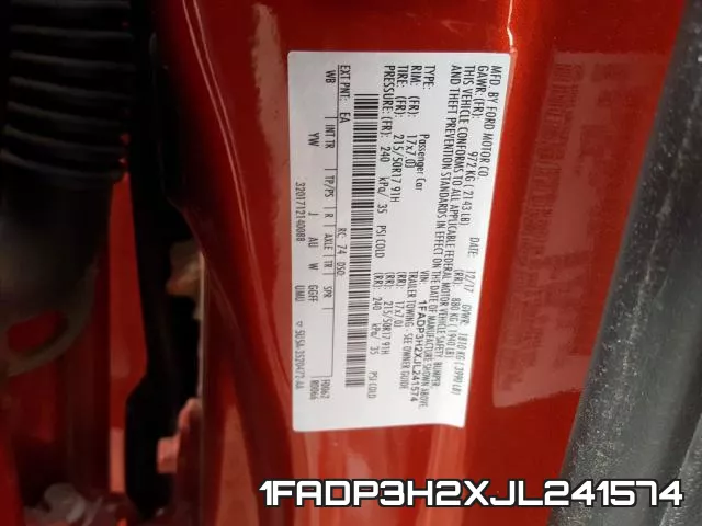 1FADP3H2XJL241574 фото 2